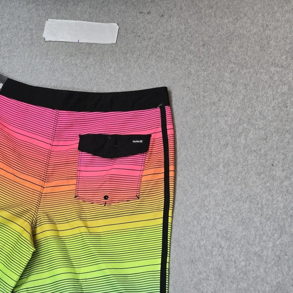 Hurley Boys Shorts 18/29 Multicolor Swimwear Striped Board Shorts Button 9